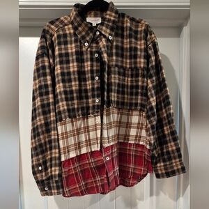 Sugar Plaid Button Down Shirt - Black, Brown, Red